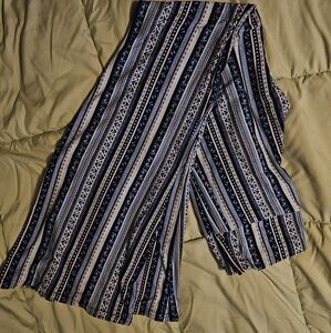 No Boundaries Blue and Black Patterned Wide Leg Pants